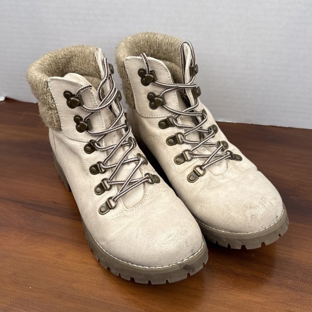 Cliffs by White Mountain Pathfield Lace Up Cuff Winter Boots size 8M Cream - Picture 2 of 13